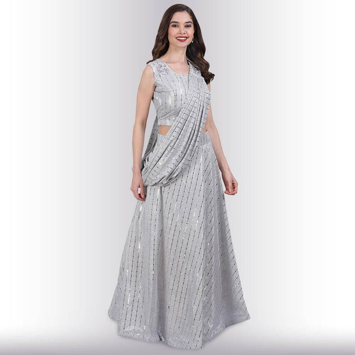 Shimmer lehenga with wrap around dupatta