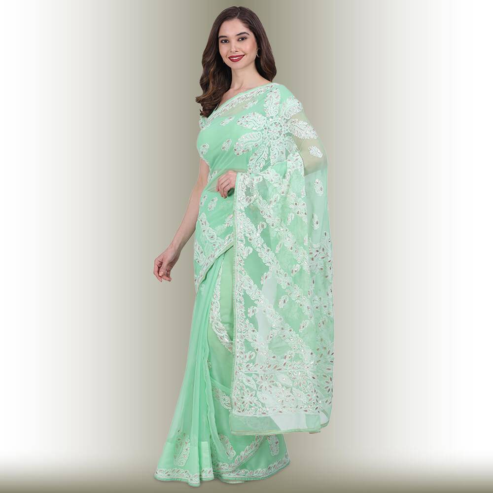 Chikankari  Work Georgette Saree