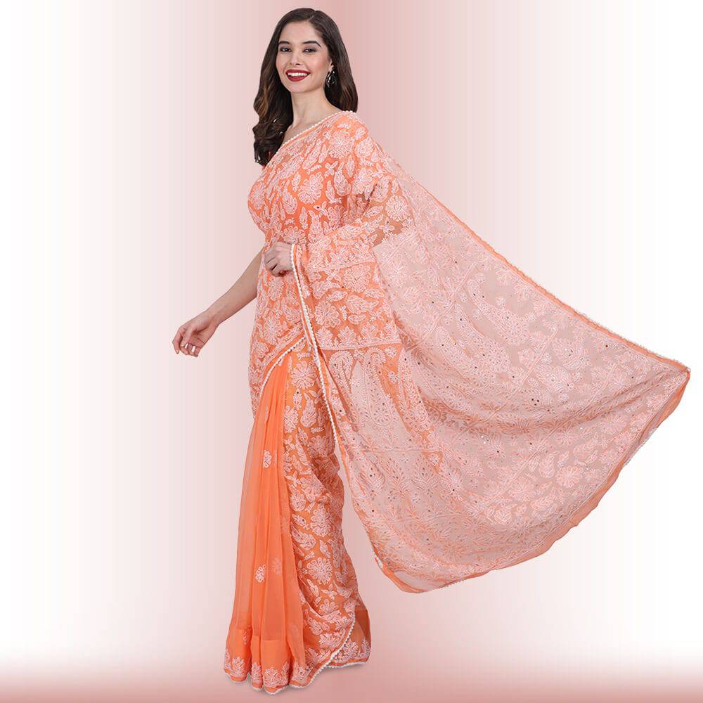 Chikankari  Work Georgette Saree