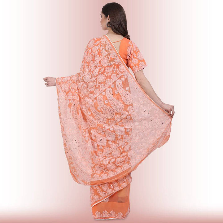 Chikankari  Work Georgette Saree