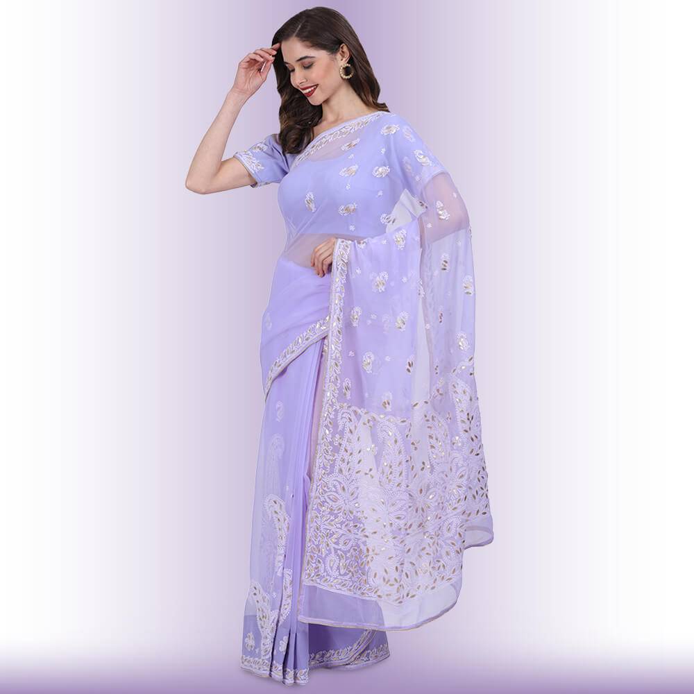 Chikankari  Work Georgette Saree