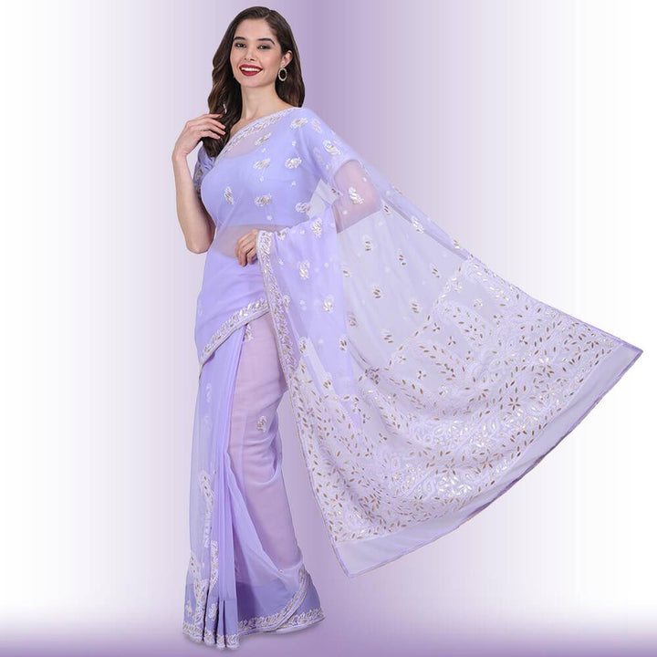 Chikankari  Work Georgette Saree