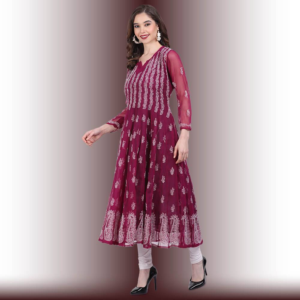 Chappan Kali Chikankari  Kurti