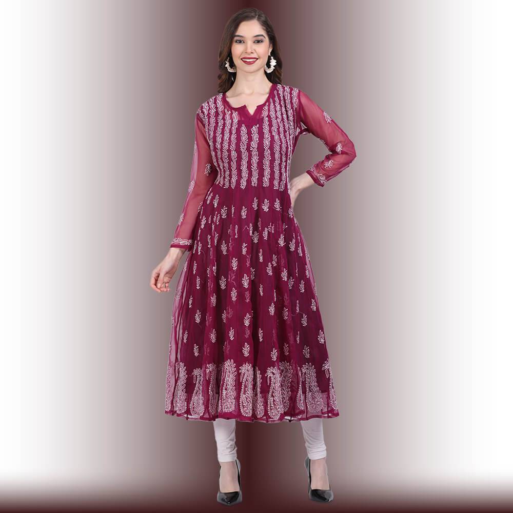 Chappan Kali Chikankari  Kurti