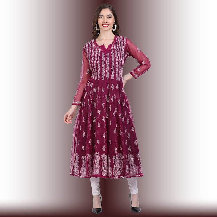 Chappan Kali Chikankari  Kurti