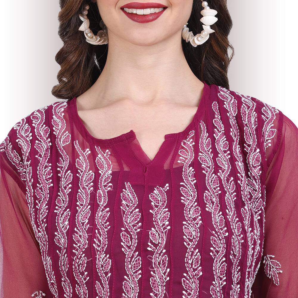 Chappan Kali Chikankari  Kurti