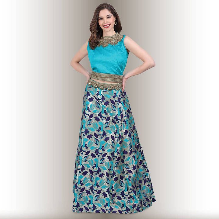 Green brocade lehenga