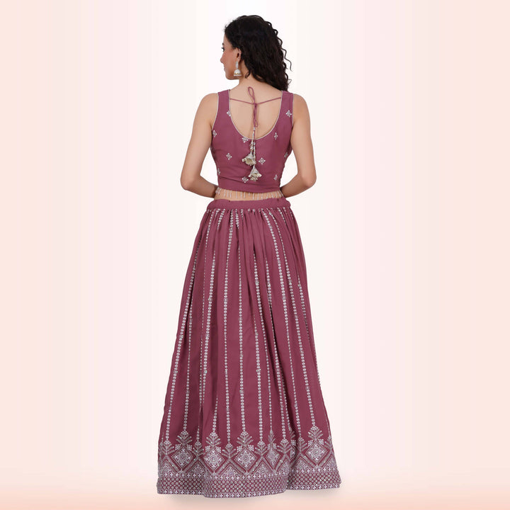 Lehenga Choli with White Sequin Work - Camelot - Chiro's By Jigyasa