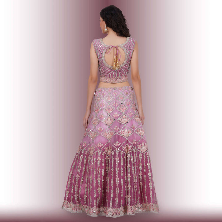 Mirror Work lehenga in Ombre Purple - Chiro's By Jigyasa