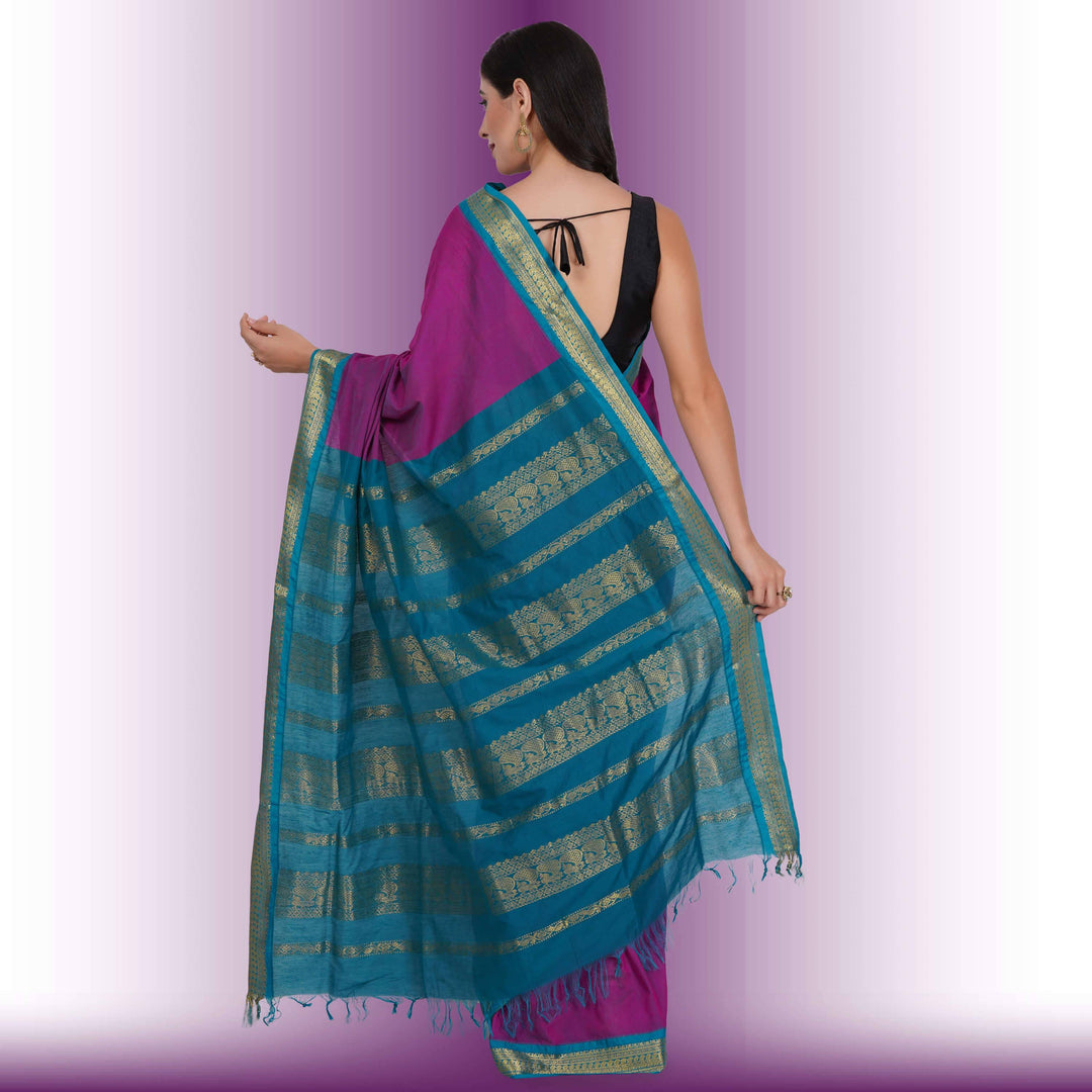 Narayanpet Cotton Silk saree in Pink