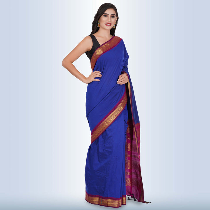 Narayanpet Cotton Silk saree in Royal Blue
