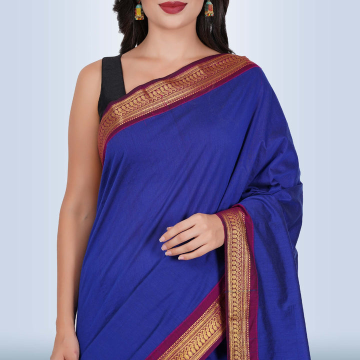 Narayanpet Cotton Silk saree in Royal Blue