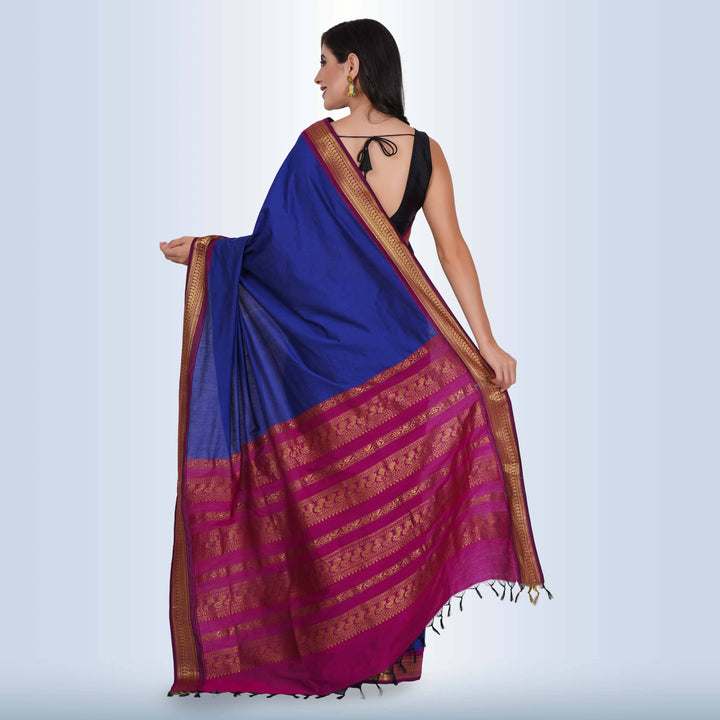 Narayanpet Cotton Silk saree in Royal Blue