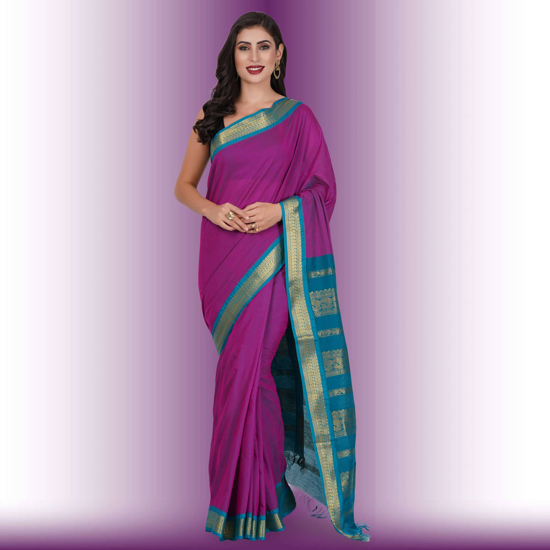 Narayanpet Cotton Silk saree in Pink