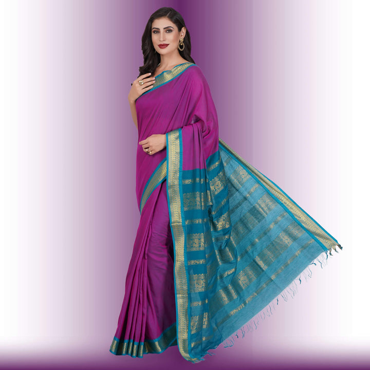 Narayanpet Cotton Silk saree in Pink