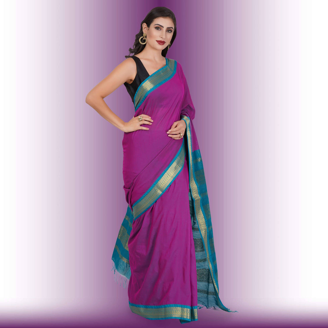 Narayanpet Cotton Silk saree in Pink