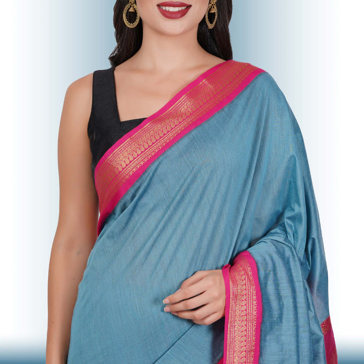 Narayanpet Cotton Silk saree in Blue