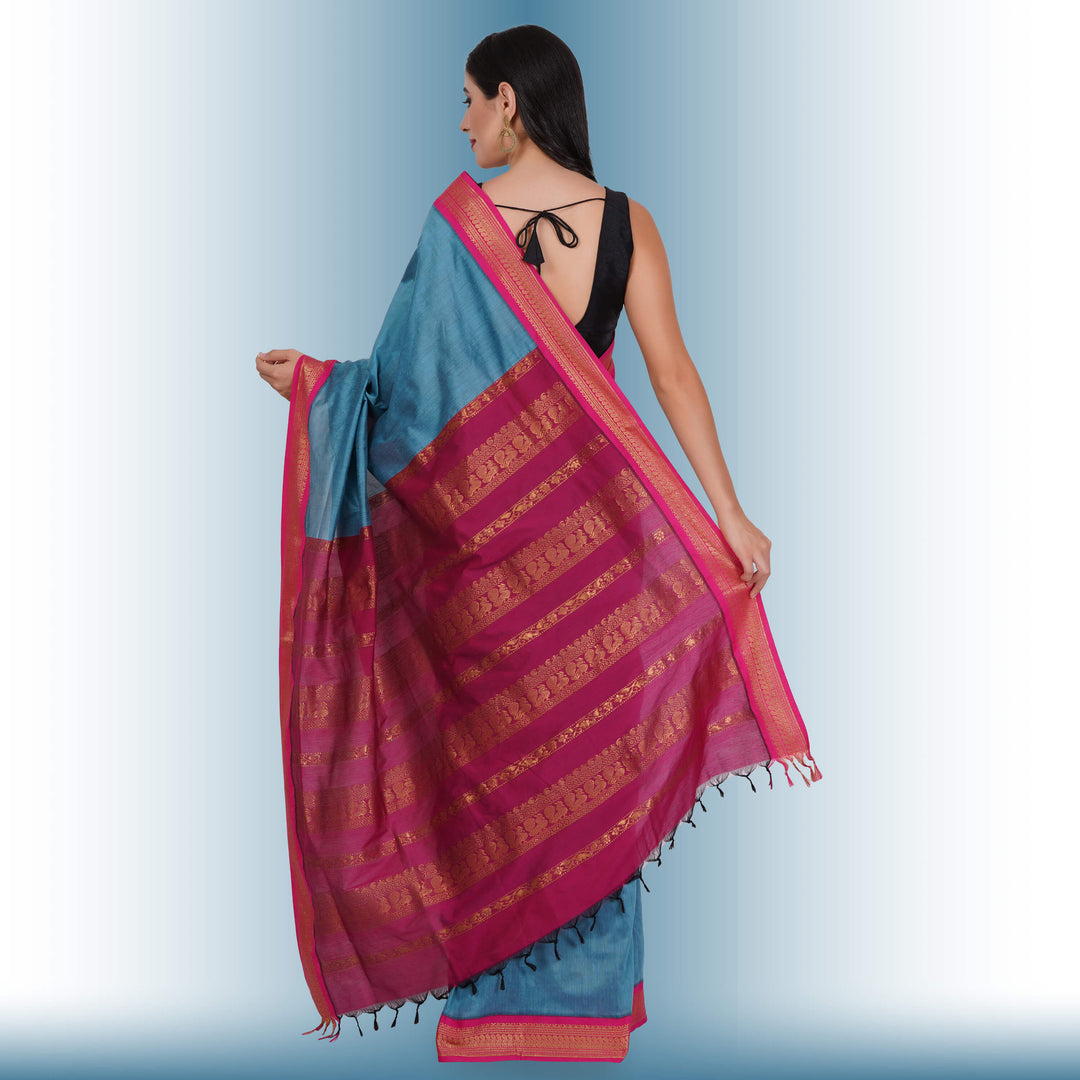 Narayanpet Cotton Silk saree in Blue