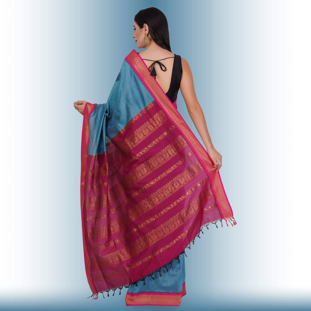 Narayanpet Cotton Silk saree in Blue