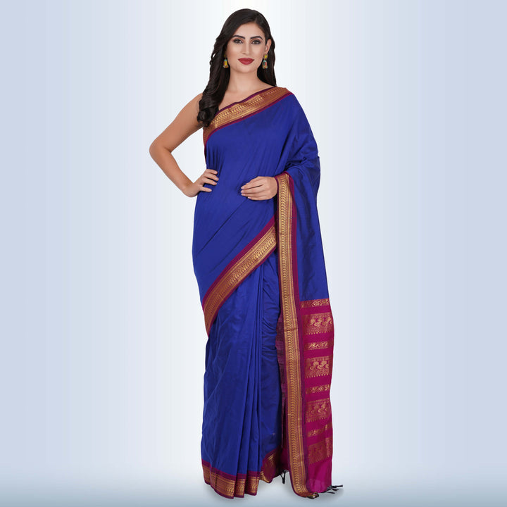 Narayanpet Cotton Silk saree in Royal Blue