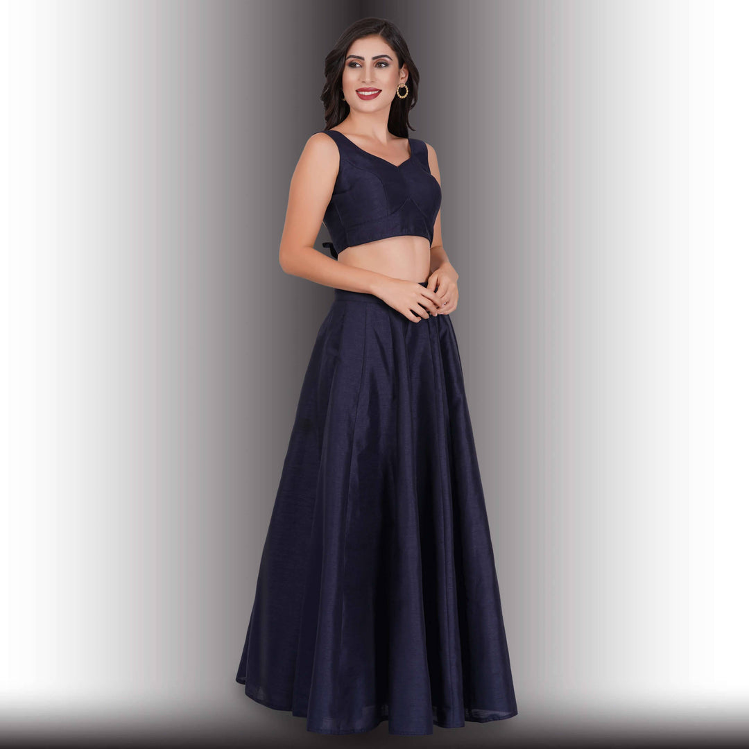 Plain Blue Lehenga