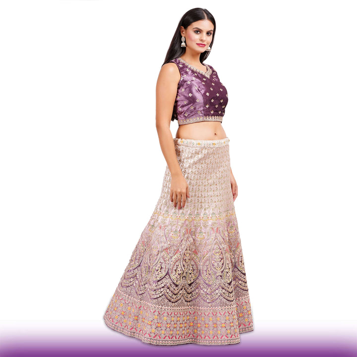 Exquisite Ombre Purple Wedding Lehenga
