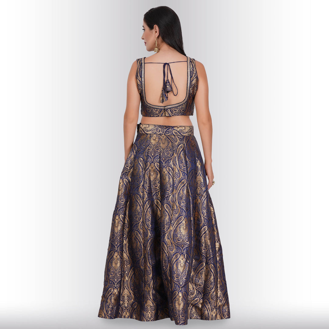 Party Wear Brocade Lehenga set - Blue