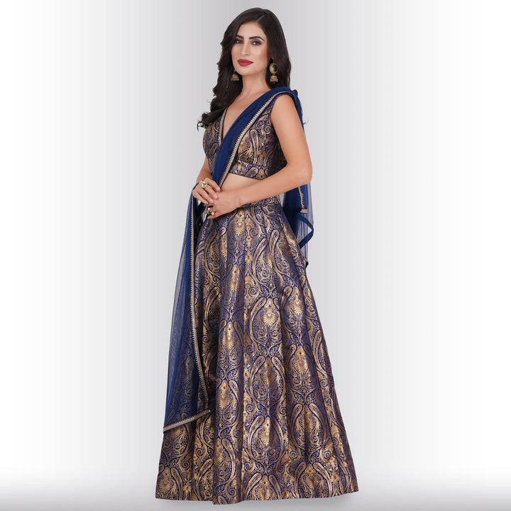 Party Wear Brocade Lehenga set - Blue