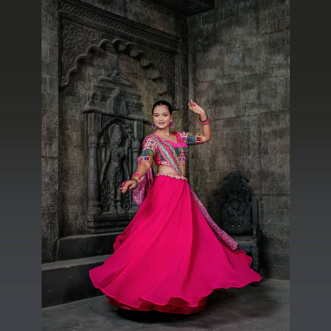 Georgette chania choli in pink