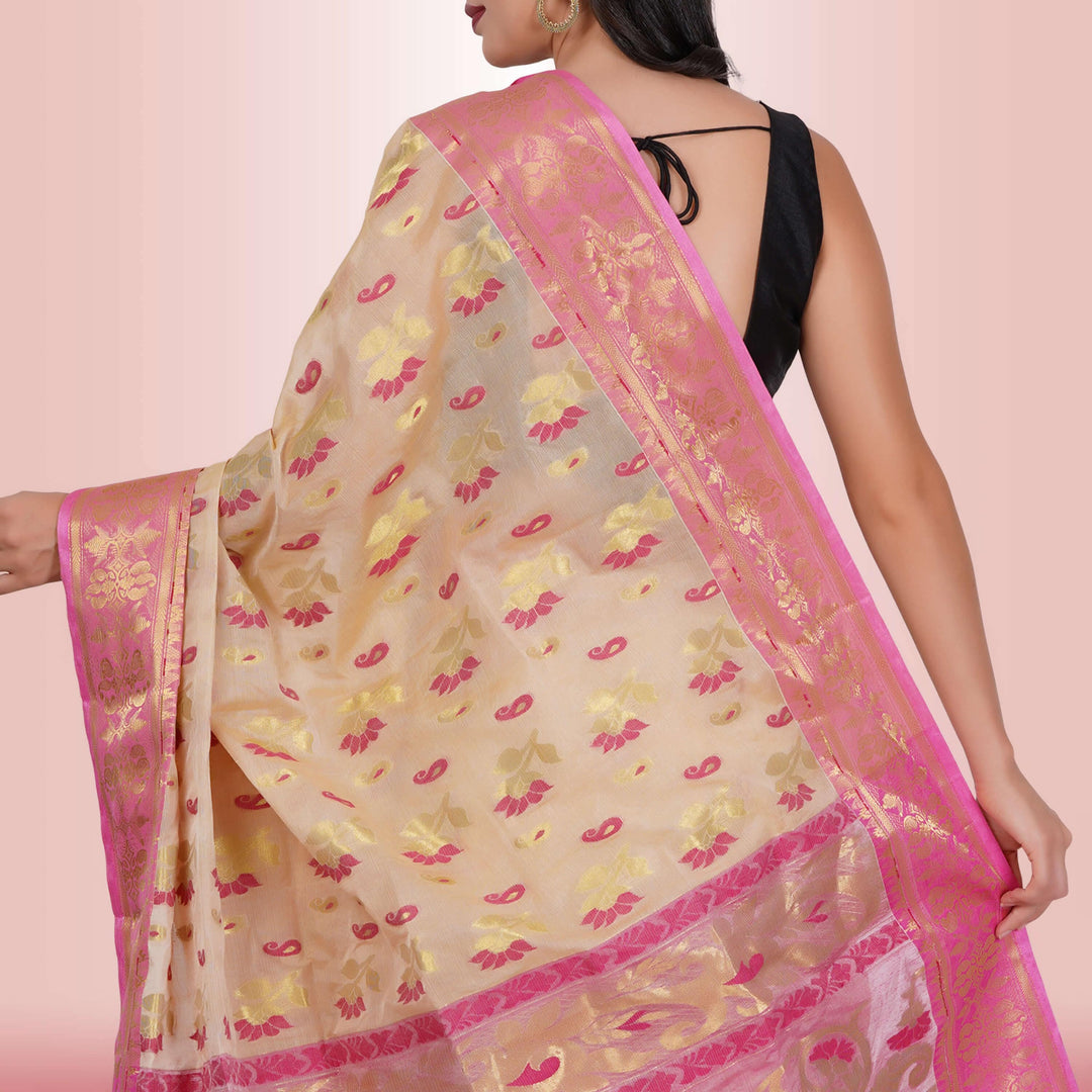 Pure Tussar Silk saree Pink