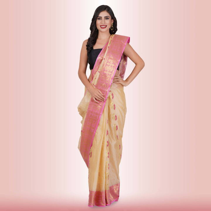 Pure Tussar Silk saree Pink