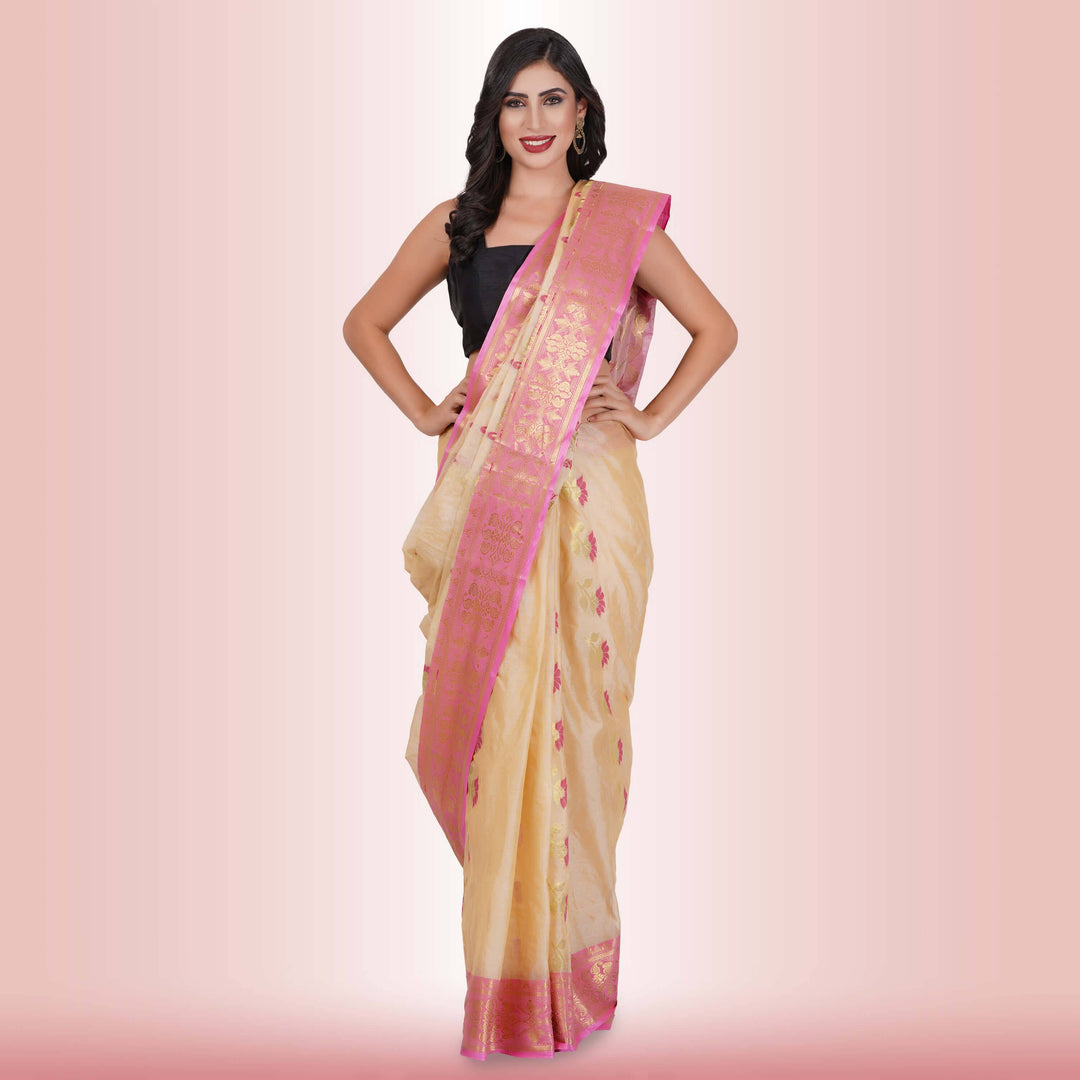 Pure Tussar Silk saree Pink