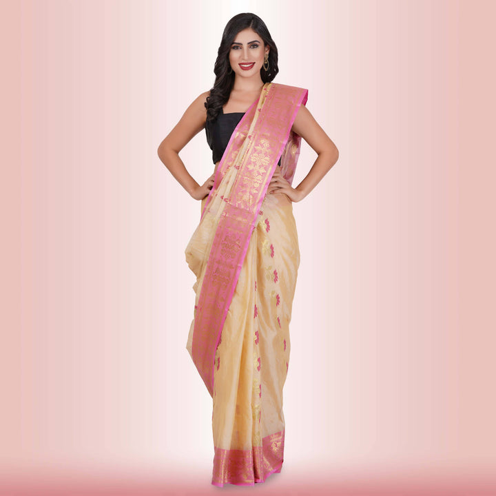 Pure Tussar Silk saree Pink