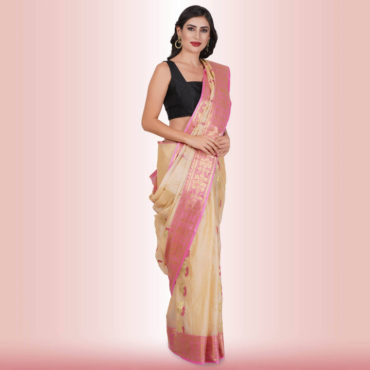 Pure Tussar Silk saree Pink