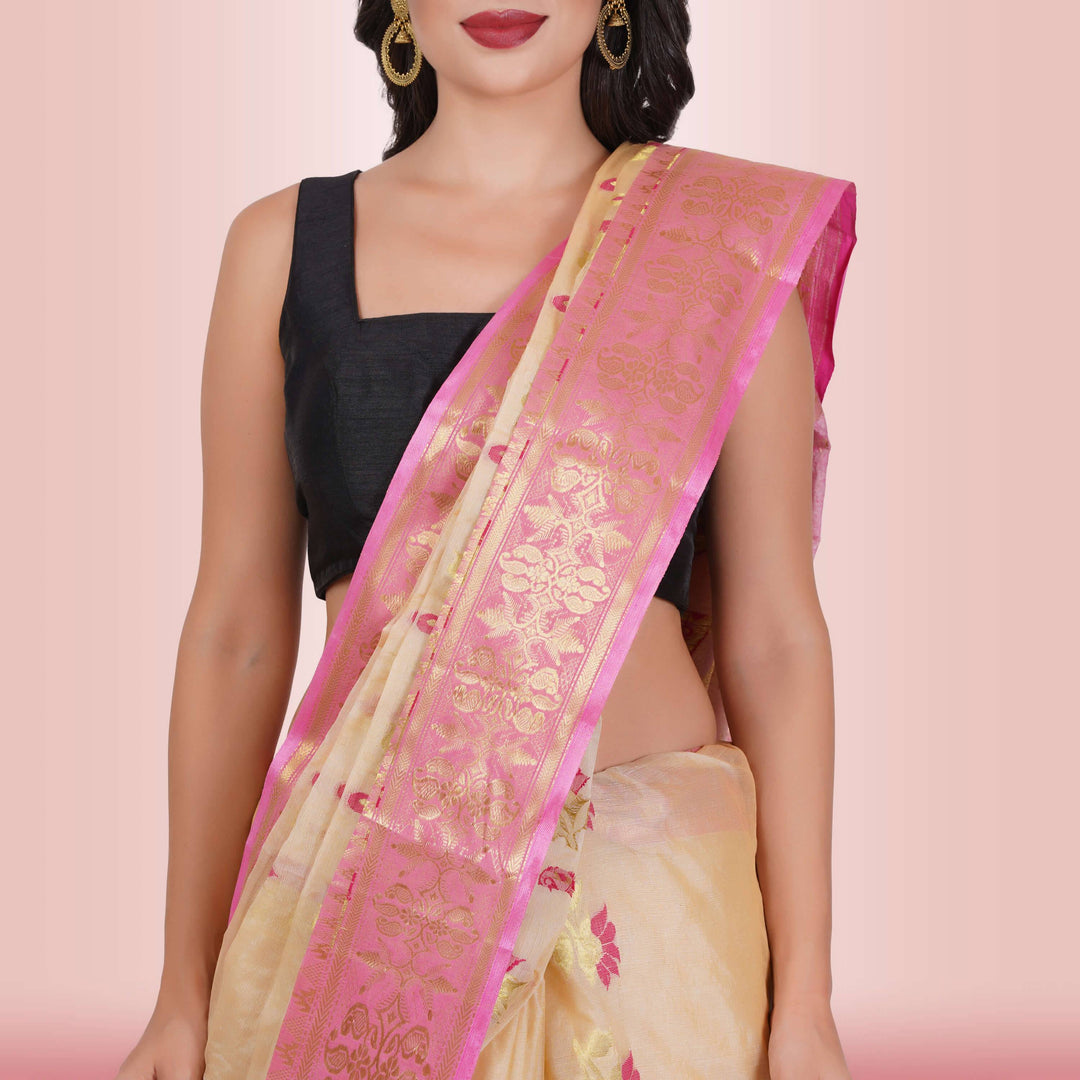 Pure Tussar Silk saree Pink