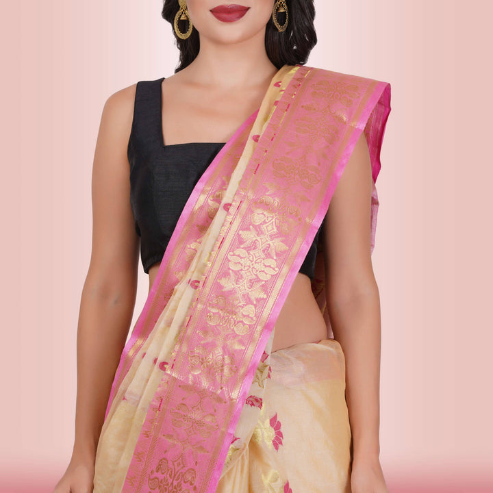 Pure Tussar Silk saree Pink