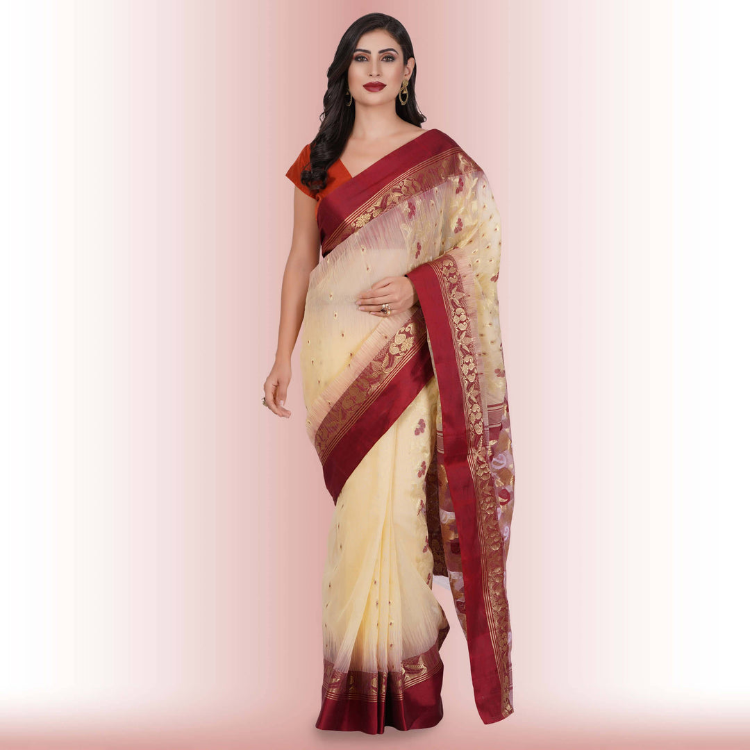 Pure Tussar Silk saree Red