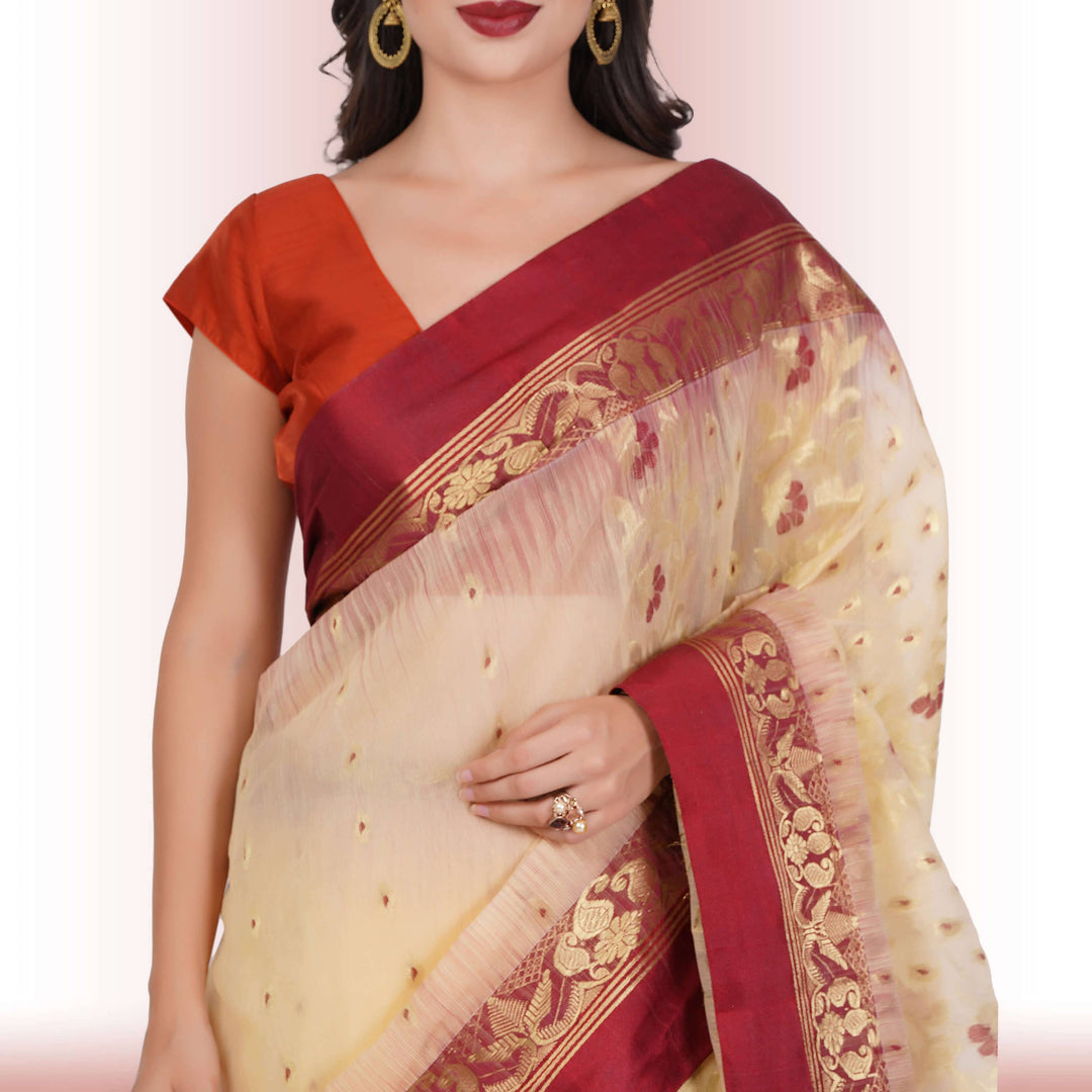 Pure Tussar Silk saree Red