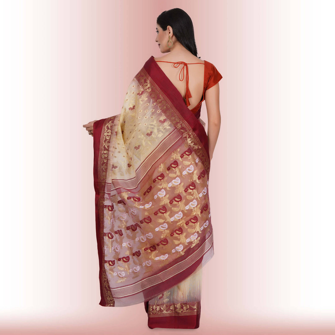 Pure Tussar Silk saree Red