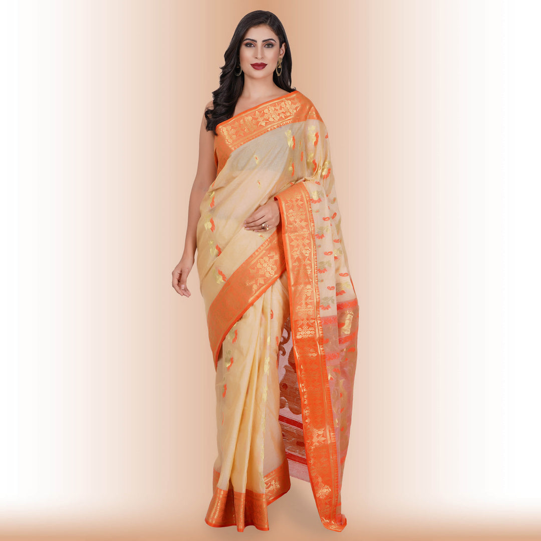 Pure Tussar Silk saree Orange