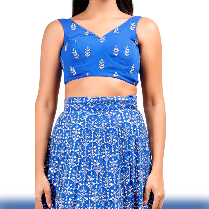 Sparkling Royal Blue Georgette Lehenga - Chiro's By Jigyasa
