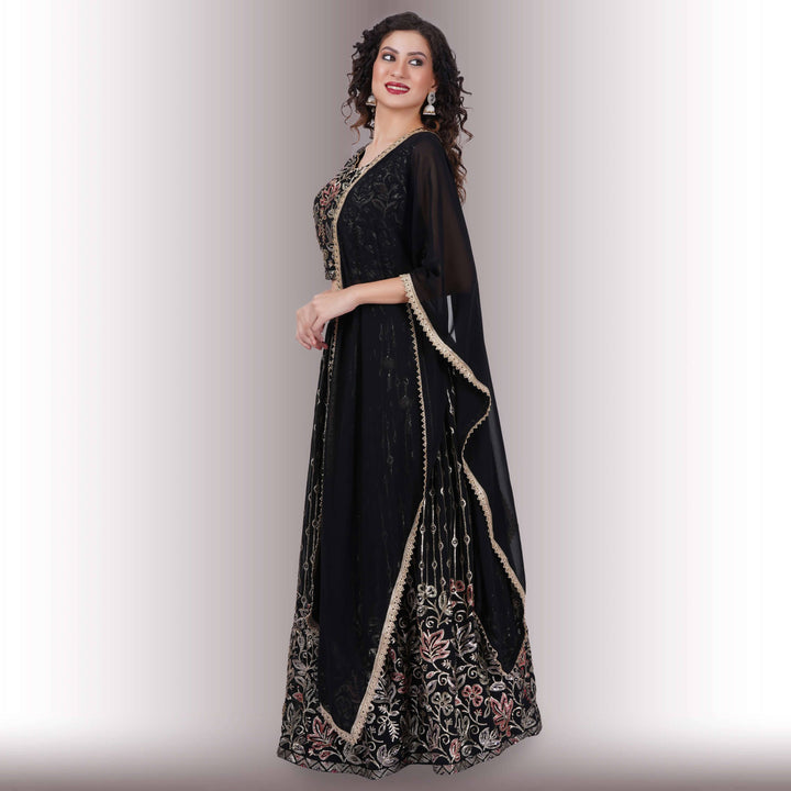 Contemporary lehenga in multicolor sequin - Black