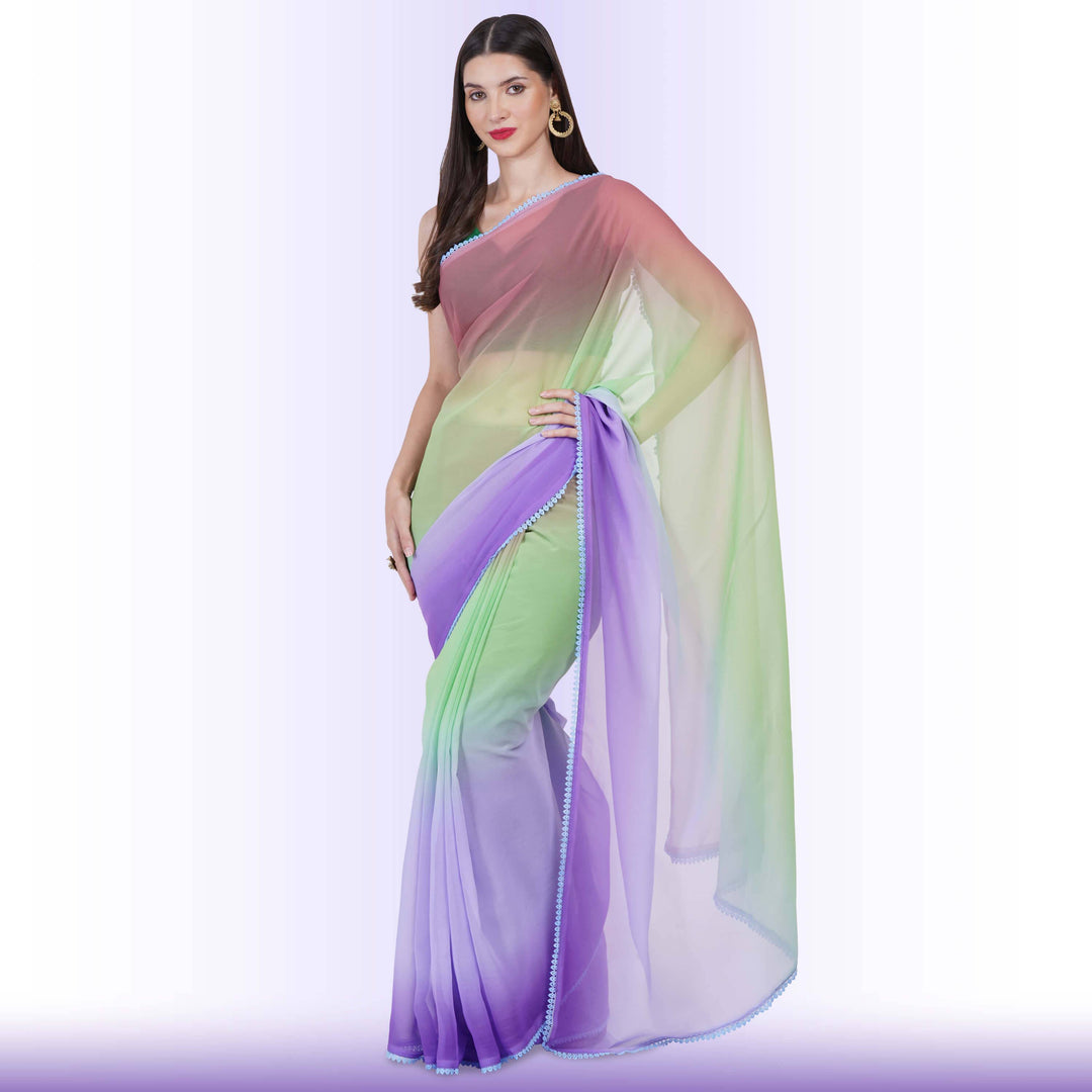 Shaded georgette Saree - Purple