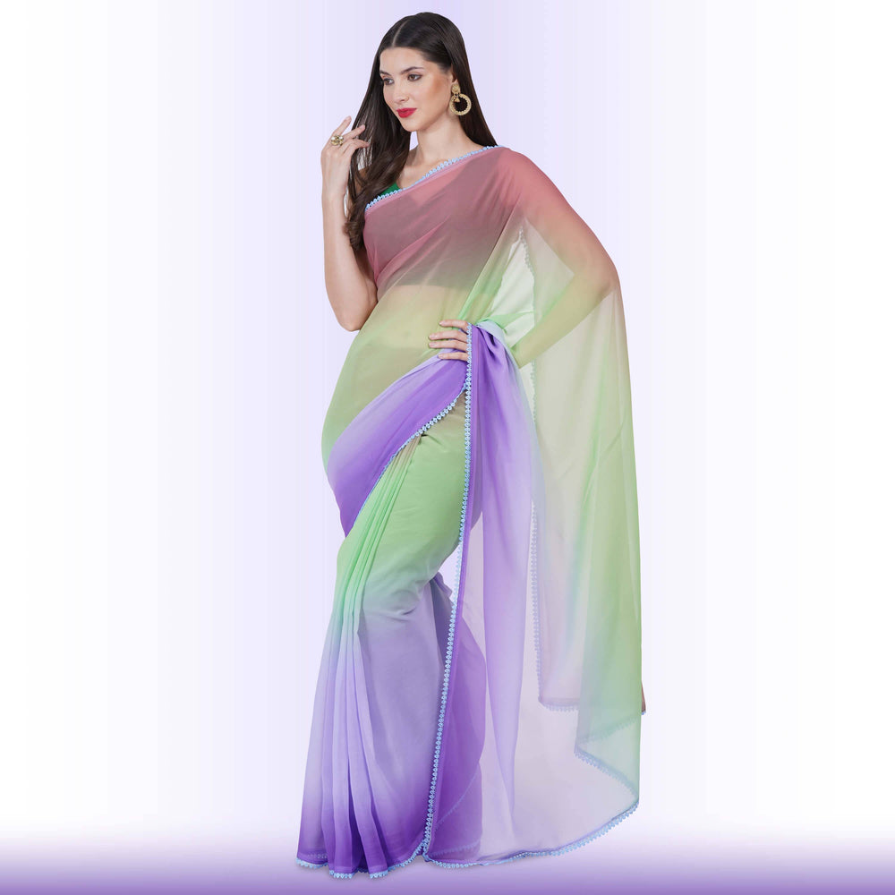 Shaded georgette Saree - Purple