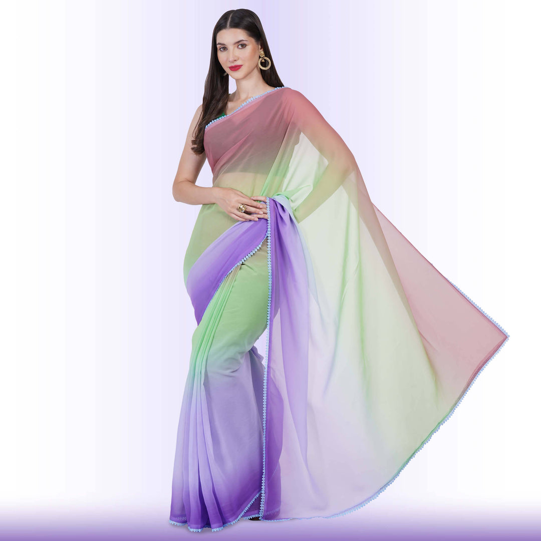 Shaded georgette Saree - Purple