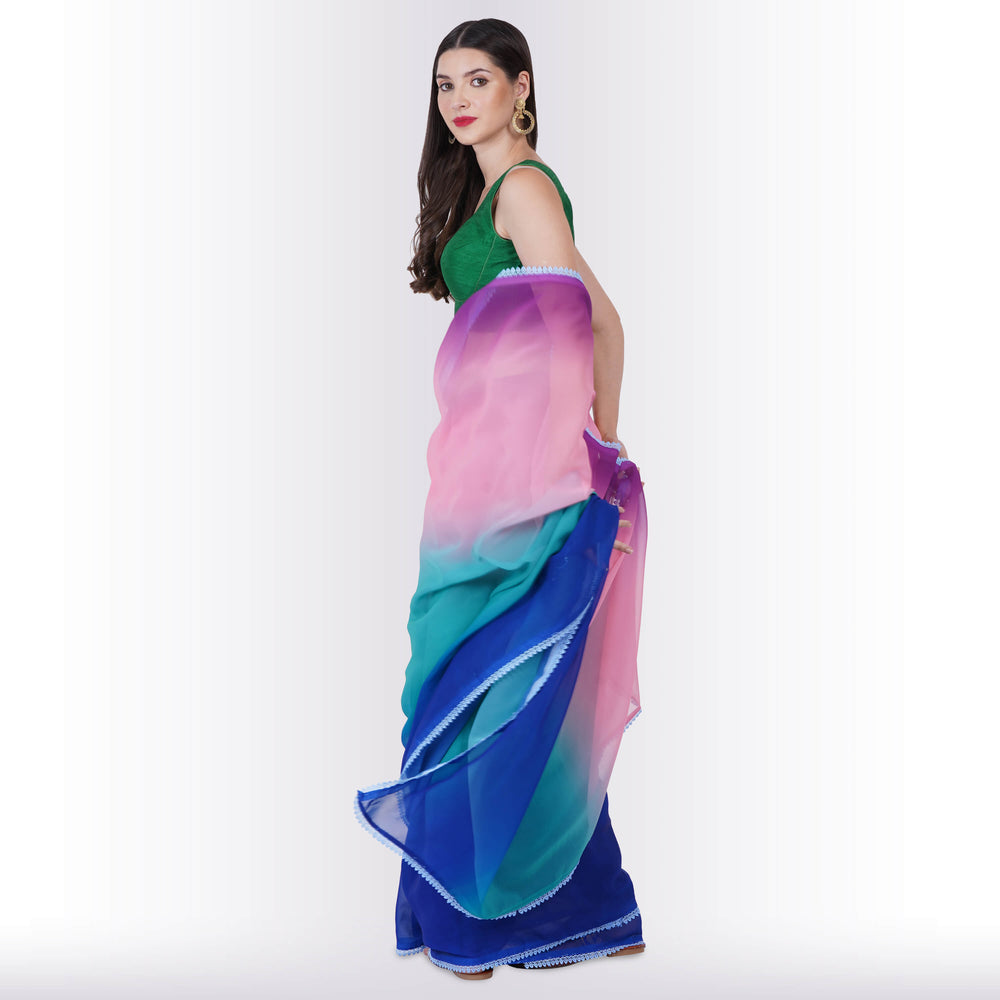 Shaded georgette Saree - Blue