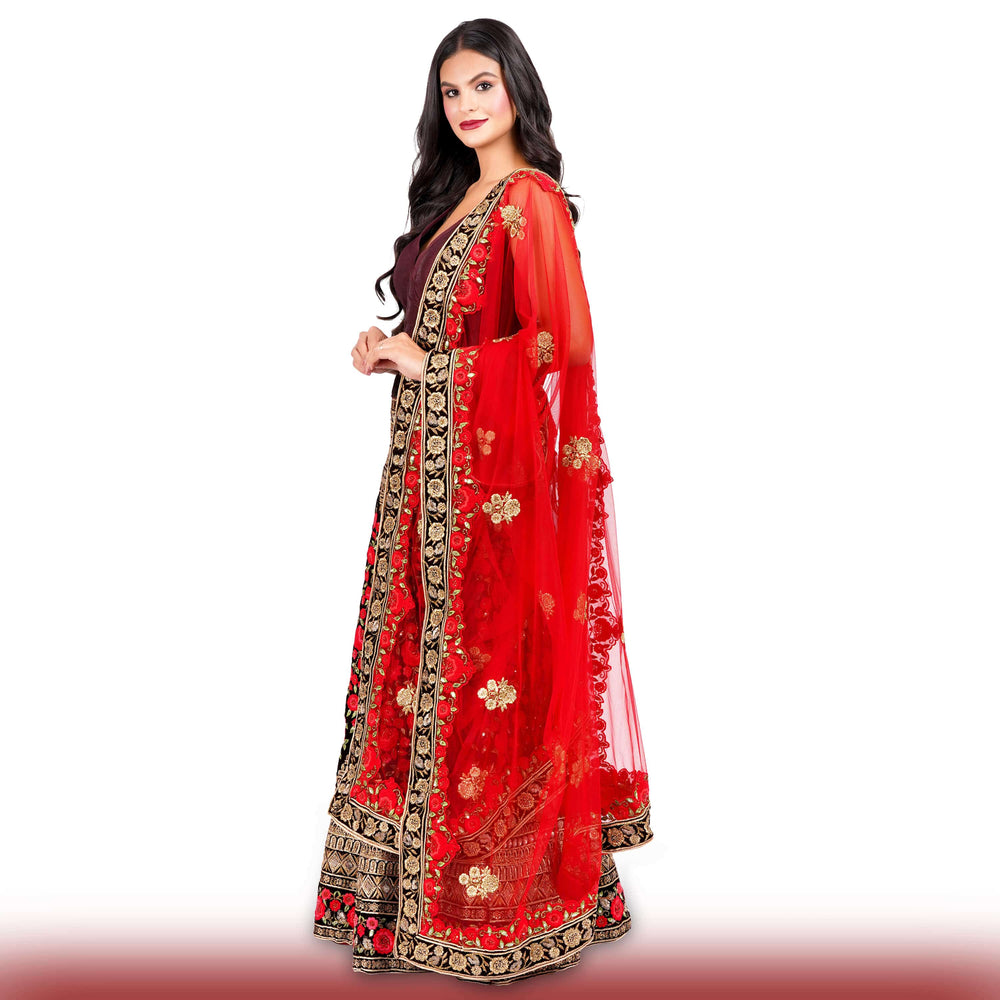 Heavy Embroidered Velvet lehenga