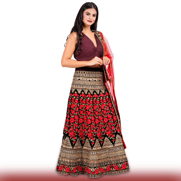 Heavy Embroidered Velvet lehenga