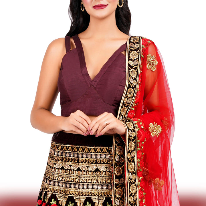 Heavy Embroidered Velvet lehenga