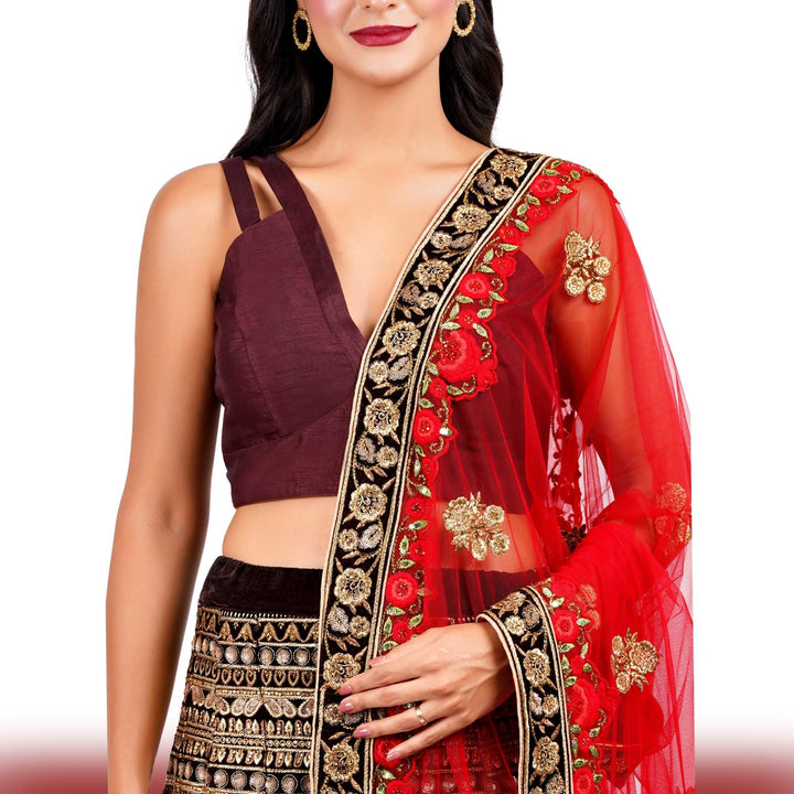 Heavy Embroidered Velvet lehenga